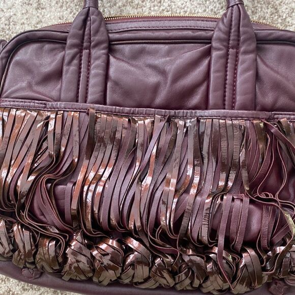 Katherine Kwei Wine Leather Handbag - Picture 2 of 10